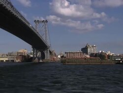 The Seastreak Travels South Down the East River Stock Footage