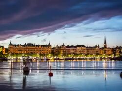 City Harbor at Dusk Stock Footage
