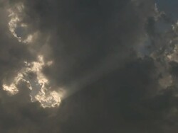MS Shot of sunrays shine through storm clouds / Oklahoma, United States Stock Footage
