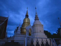 HD:Temple and gold pagoda at twilight time in chiang mai Thailand Stock Footage
