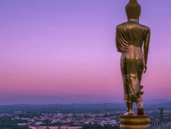 Golden buddha statue standing.(Time Lapse) Stock Footage