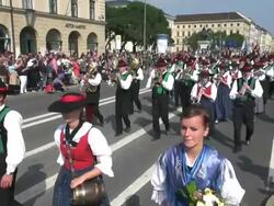 MS Shot of traditional costume parade in Oktoberfest / Munich, Bavaria, Germany Stock Footage
