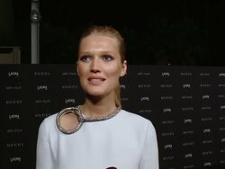INTERIVEW - Toni Garrn at 2014 LACMA Art+Film Gala Honoring Barbara Kruger And Quentin Tarantino Presented By Gucci Stock Footage