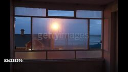 sea view from moribund hotel room Stock Footage