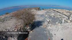 Golan Heights, Aerial view, Hippos-Sussita ancient city Stock Footage