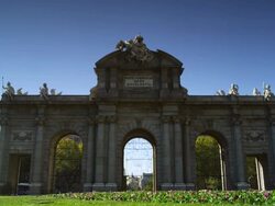 WS LA Shot of La puerta de alcala / Madrid, Spain Stock Footage