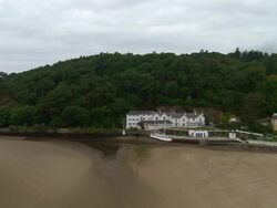 AERIAL, Portmeirion, Gwynedd, Snowdonia, Wales Stock Footage