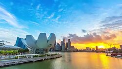Sunset at Marina Bay Sands Singapore Stock Footage