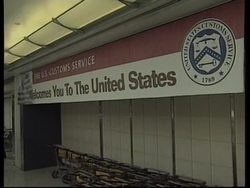 US: Airport: sniffer dogs used as a defence against foot-and-mouth disease News Clip