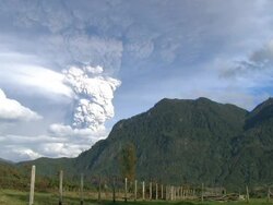 SANTIAGO DE CHILE, CHILE - JUNE 13th:  The Puyehue volcano in south-central Chile, belching an ash cloud more than six miles high over the Andes and into many cities in Argentina (Footage by Ivan Konar/Latincontent/Getty Images) Stock Footage