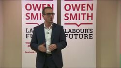 Owen Smith speaking on stage at Labour event News Clip