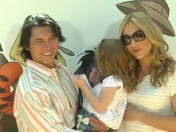 Lou Diamond Phillips, Indigo and Yvonne Boismier at the 'Winnie The Pooh' Honey-Colored-Carpet Premiere at Burbank CA. (Footage by WireImage Video/Getty Images Entertainment Video) Stock Footage