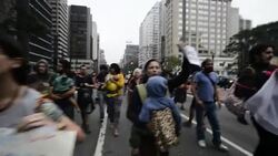 Brazilian mothers hold anti-government rally in Sao Paulo Stock Footage