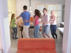 HD: Teenagers Dancing Around The Table Stock Footage