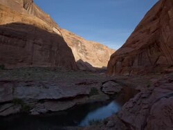 WS T/L Shadows on rock formations through narrow inlet at   Powell lake / Page, Neveda, United State Stock Footage