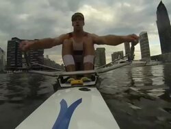 Rowers from local private schools, elite athletes and members of the public train on the Yarra River. Stock Footage