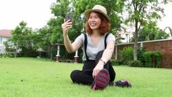 Teen girl selfie with smartphone Stock Footage