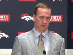 Peyton Manning press conference after Oakland game Stock Footage