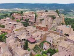 Aerial W/S Middle Ages Village Roussillon Stock Footage