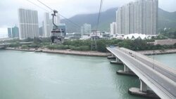 Cable car riding on the sky and heading to the station. Stock Footage