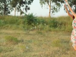 Young woman celebrating independence day, Haryana, India Stock Footage