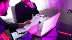 Fbi agent and businessman talking Stock Footage