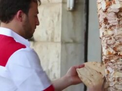 Street and restaurant in Tripoli Lebanon Stock Footage