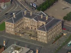 Aerial wide shot pan Customs House/ Belfast, Northern Ireland Stock Footage