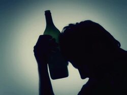 HD: Drunk Man Silhouette Stock Footage