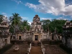 HD time-lapse: Sdok Kok Thom Castle, Cambodia Khmer style Thailand Stock Footage