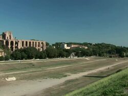 PAN Ruins of Circus Maximus / Rome, Lazio, Italy Stock Footage