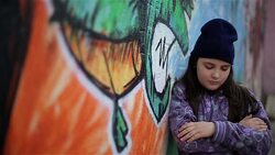 angry little girl in ghetto Stock Footage