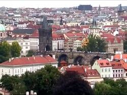 Charles bridge and Hradcany Castle in Prague Stock Footage