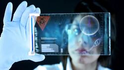 Scientist classifying sample in a laboratory Stock Footage