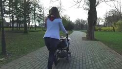Going for a walk with a baby Stock Footage