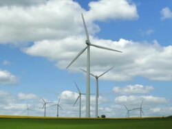 HD Wind Farm in Spring (Time Lapse) Stock Footage