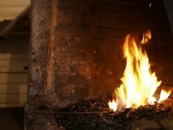 Fire that burn the rod of the blacksmith  Stock Footage