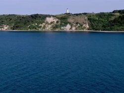 WS ZI AERIAL View of light house / Hiddensee, Mecklenburg-Vorpommern, Germany Stock Footage