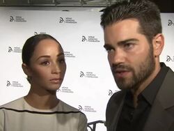 INTERVIEW-  Cara Santana and Jesse Metcalf compare The Novak Djokovic Foundationto other organizations at  The Novak Djokovic Foundation New York Dinner at Capitale on September 10, 2013 in New York, New York (Footage by WireImage Video/Getty Images) Stock Footage