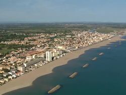 AERIAL, Valras-Plage, Languedoc-Roussillon, France Stock Footage