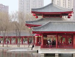 MS Long corridor in Tang Paradise during chinese spring festival / xi'an, shaanxi, china Stock Footage