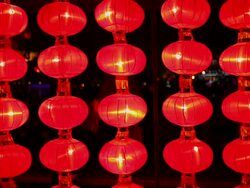 MS Shot of Chinese Lanterns for celebrating Spring Festival / Xian, China Stock Footage