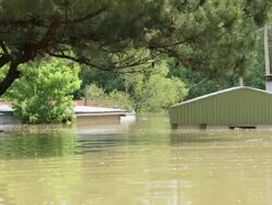 May 9, 2001 Mississippi River Flooding, flooded trailer park in northwest Memphis, Tennessee, USA Stock Footage
