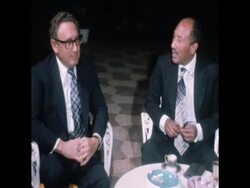 SYND 10 3 75 KISSINGER WITH SADAT FAHMI IN ASWAN News Clip