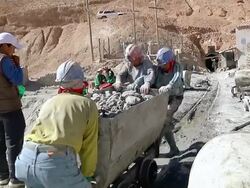 MS Shot of miners working at Potosi Mountains / Potosi, Bolivia Stock Footage