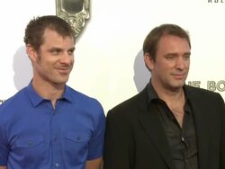 Matt Stone, Trey Parker at The Book Of Mormon Los Angeles Opening Night Stock Footage