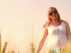 Woman listening to music Stock Footage