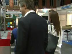 George Osborne walking around conference stands News Clip