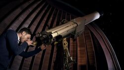 Student in observatory Stock Footage