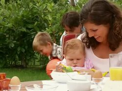 Happy Family After Breakfast Stock Footage
